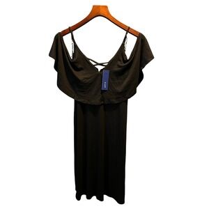 Apt. 9 Womens Mineral Black Cold Shoulder Ruffle Dress WA92G002RS Small NEW